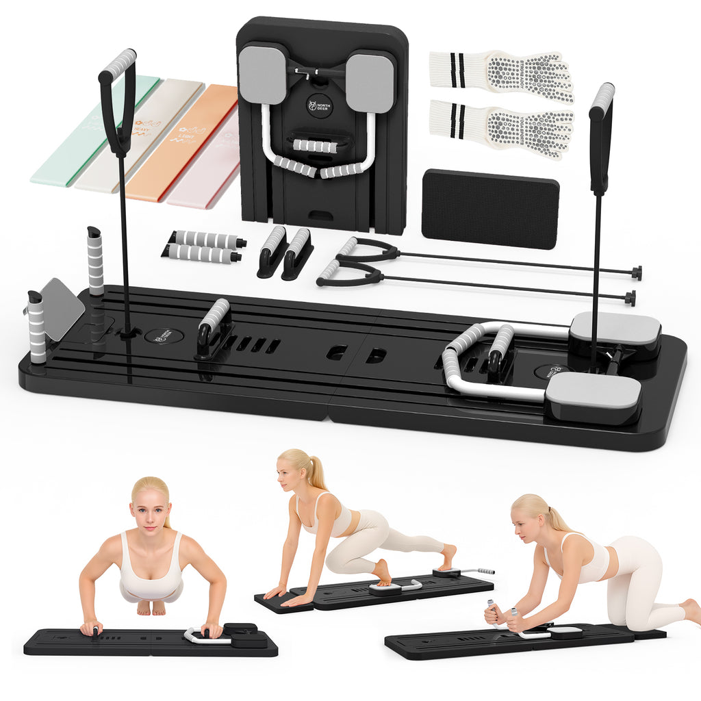 Northdeer Pilates Reformer Board, 2025 Upgraded klappbares Pilates Gerät, Multifunktionales 8 in 1 Reformer Pilates Maschine Zuhause Fitness